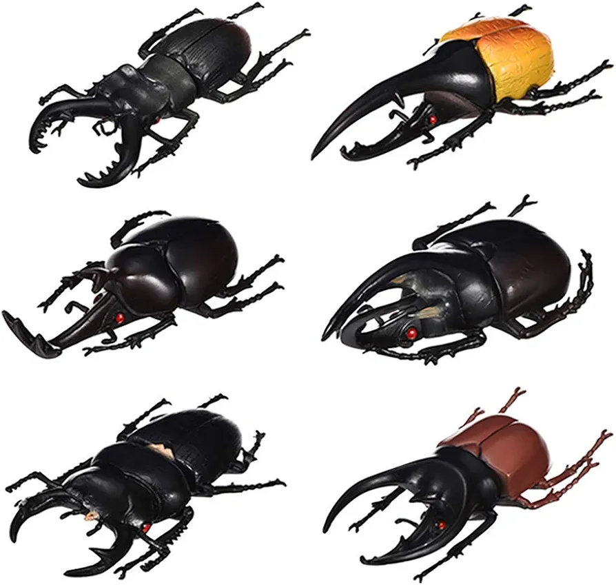 Pack of 6 Lifelike Beetle Model Toys, Fake Realistic Insect Figures Collection Playset Science Educational Learning Toys for Kids Toddlers Halloween Party Favors(5.5inch)