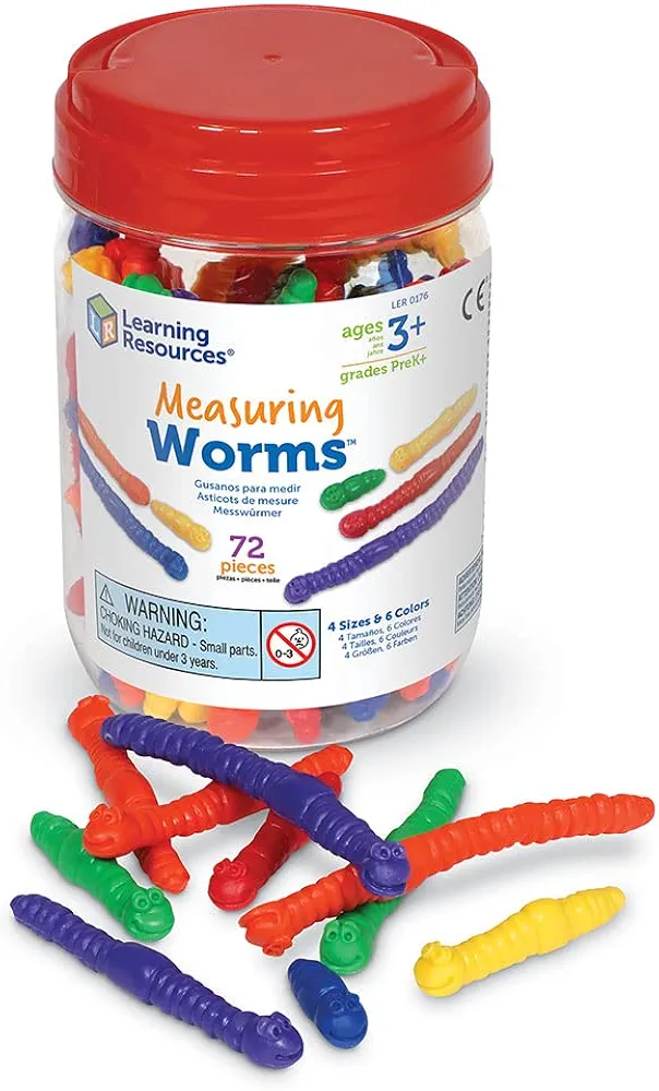 Learning Resources Measuring Worms - 72 Pieces, Ages 3+ Toddler Learning Toys, Counters for Kids