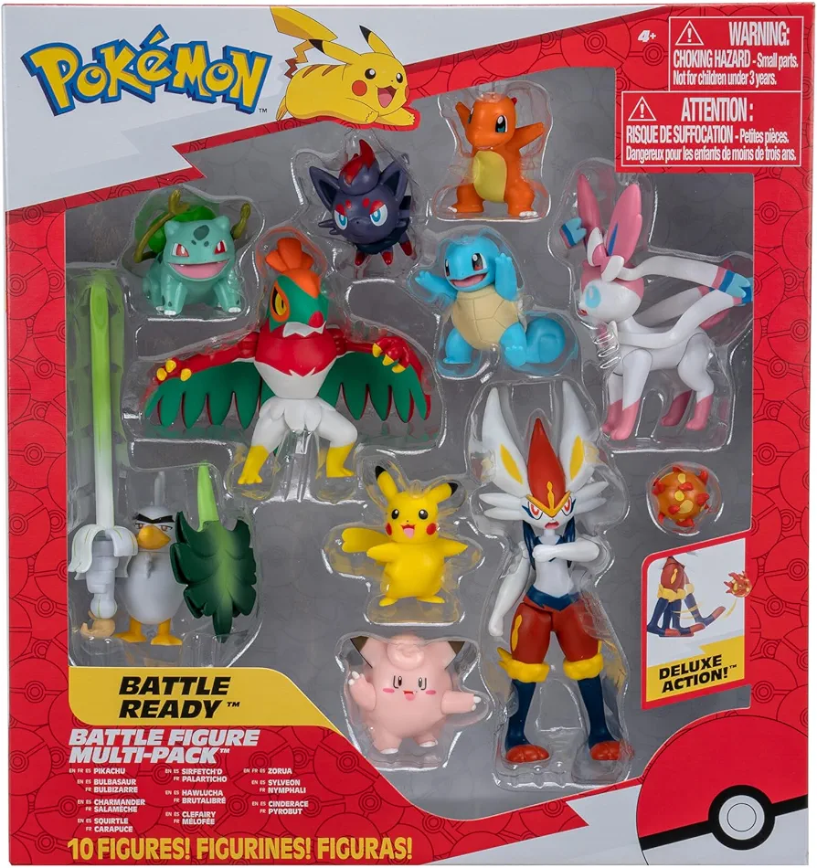 Pokémon Battle Figure 10 Pack - One 4.5-Inch Cinderace Figure Plus Three 3-Inch and Six 2-Inch Battle Figures Including Pikachu (Amazon Exclusive)