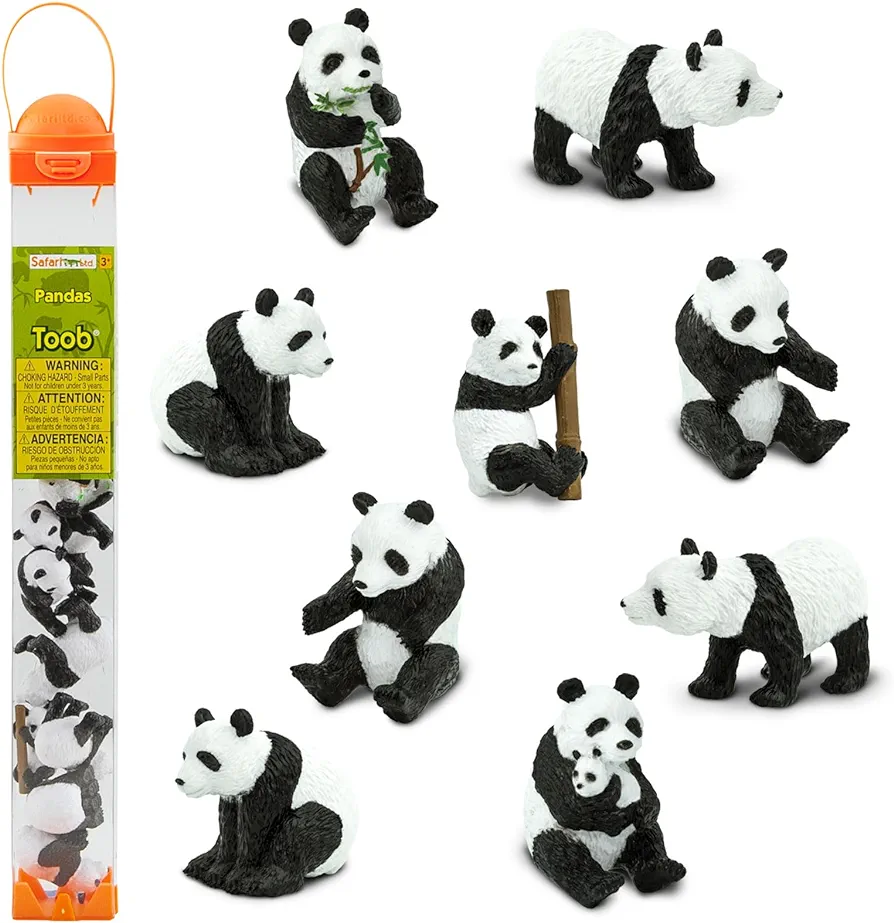 Safari Ltd. Panda TOOB - Set of 9 Hand-Painted Mini Figurines - Educational Toy Figures for Boys, Girls & Kids Ages 3+