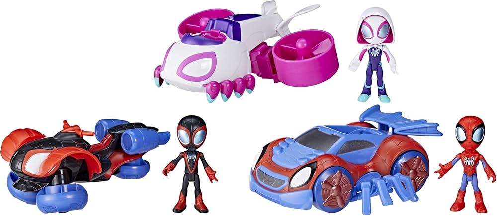 Spidey and His Amazing Friends Team Spidey Change ‘N Go Riders Playset, 3 Toy Cars and Action Figures, Marvel Super Hero Toys for 3 Year Old Boys and Girls and Up (Amazon Exclusive)