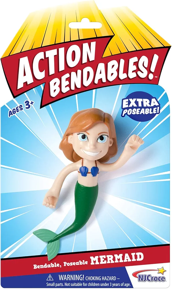 NJ Croce AB5010 Action Bendables Mermaid, Figure, 4"