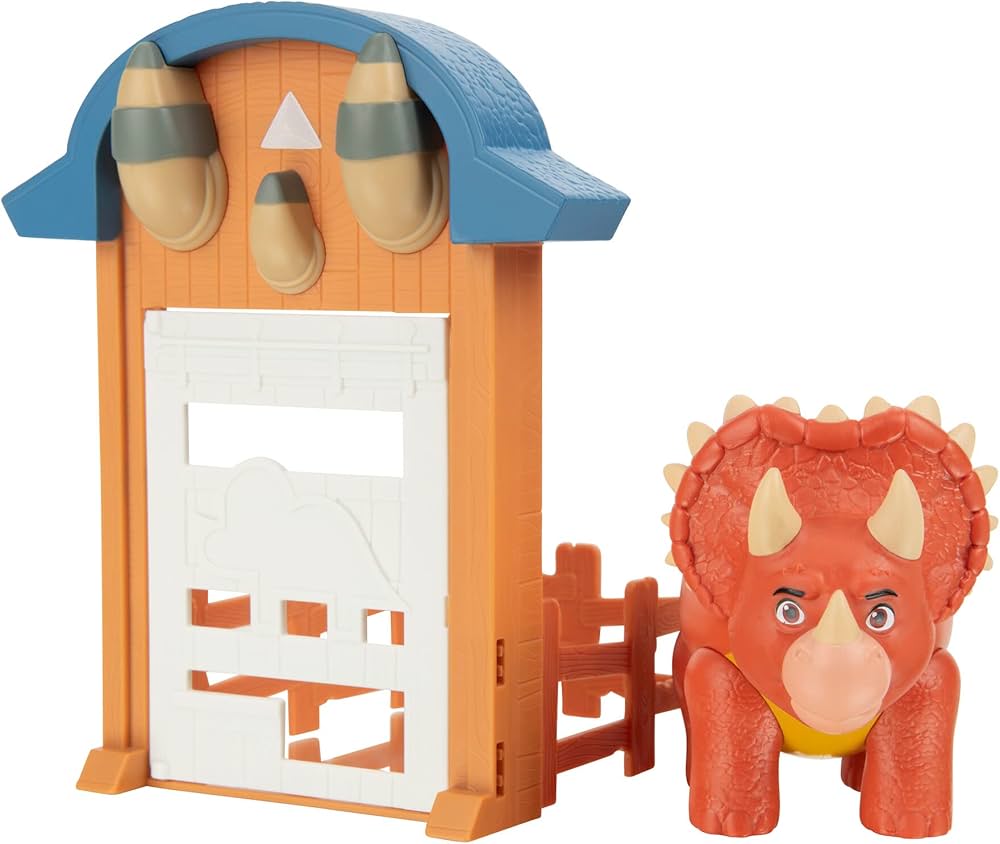 Dino Ranch Action Pack Featuring Triceratops - 4 Fence Pieces to Connect- Four Styles to Collect - Toys for Kids Featuring Your Favorite Pre-Westoric Ranchers