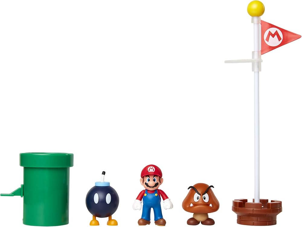 Super Mario Nintendo Acorn Plains 2.5” Figure Multipack Diorama Set with Accessories