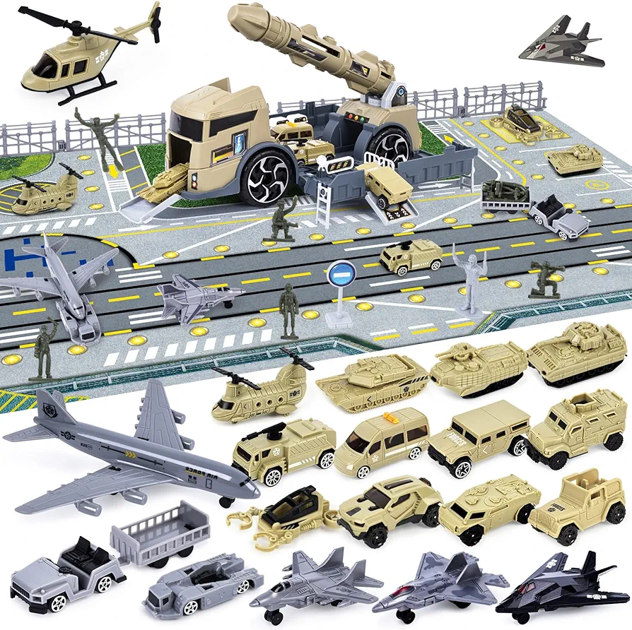 AMOR PRESENT 40PCS Army Toys for Kids, Missile Vehicle Toy Army Men Playset Military Toy Set for Kids Boys Birthday Gifts