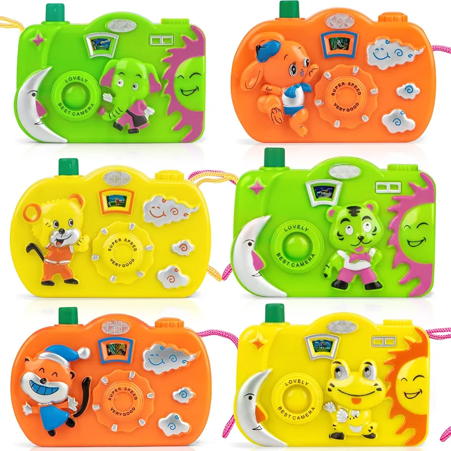 18Pcs Kids Toy Camera Set, 3 Color 6 Animal Patterns Viewfinder Camera Bulk for Goodie Bags Fillers Stuffers Return Gifts for Kids Toddlers Birthday Party Favors Age 1-3 3-5 Years Pretend Play Props