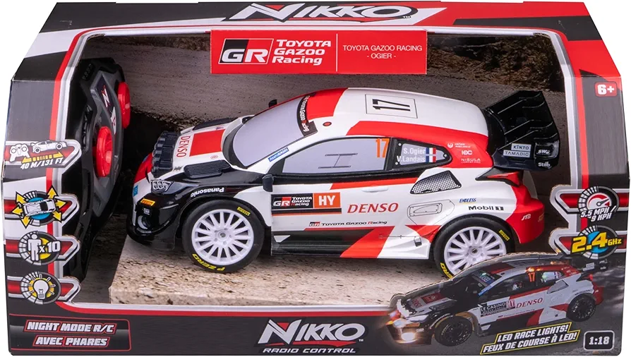 1:18 RC Night Mode Toyota Gazoo Racing Red Bull - Ogier - High-Speed RC Car Remote Control Car for Kids RC Drift Car