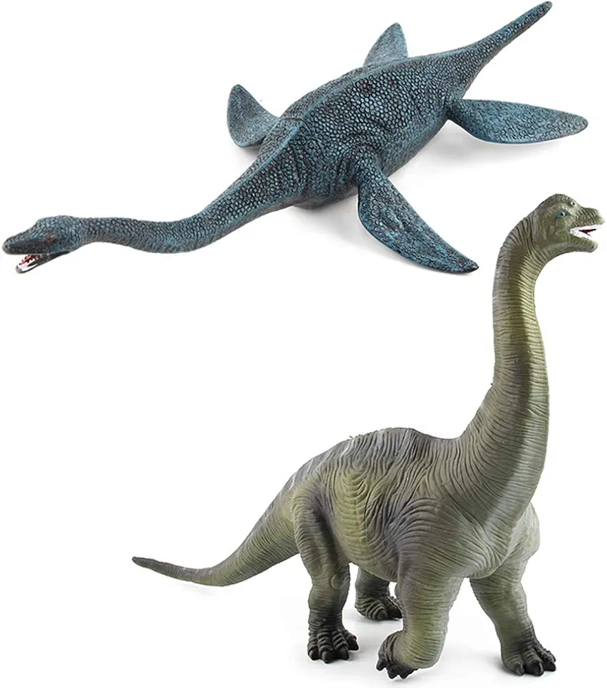 2 Pack Large Dinosaur Figure Toys Brachiosaurus & Plesiosaur, Jumbo Realistic Dinosaur Playset Party Favors Birthday Gift for Kids Boys Girls Children