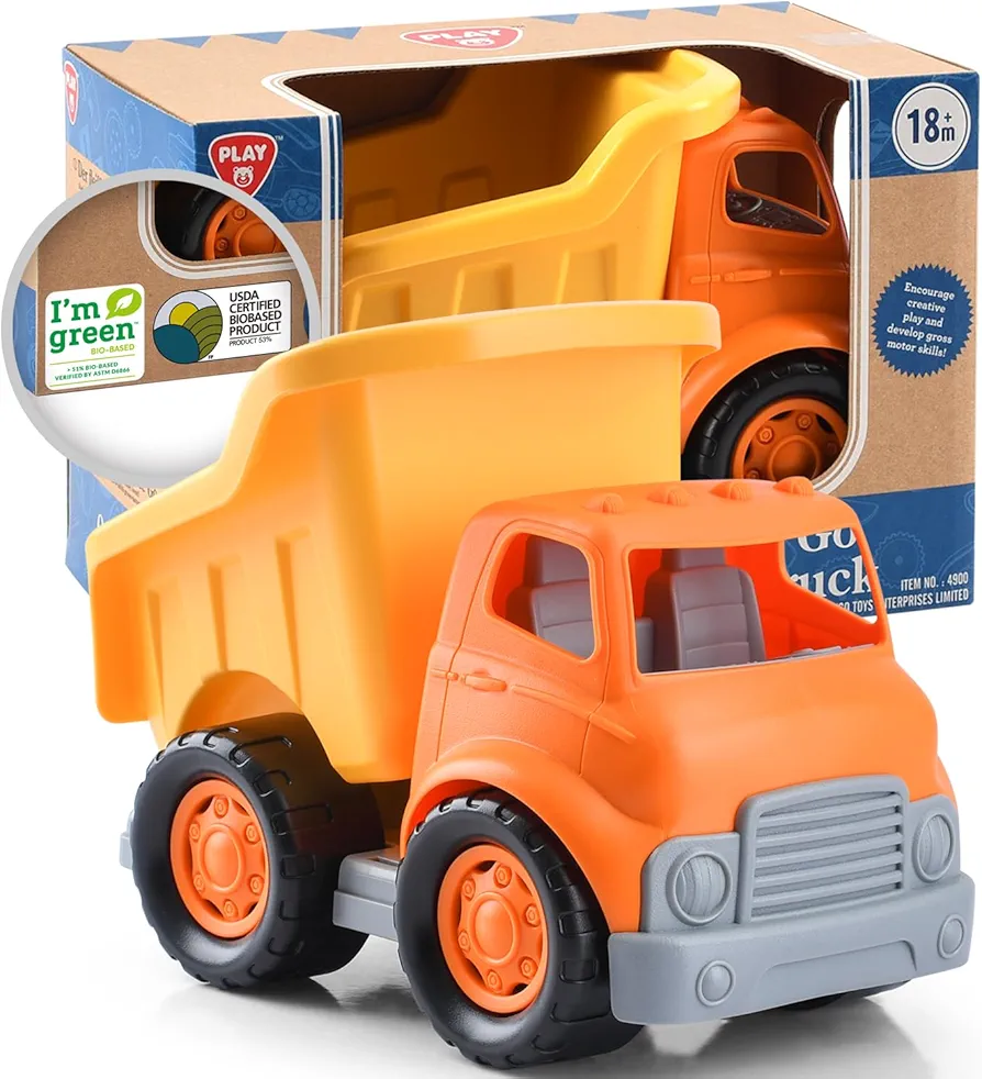 PLAY Eco-Friendly Toys Dump Truck Beach Toy, [USDA Certified] No BPA/Phthalate/PVC, Recycled Bioplastic Construction Truck Toys for Toddlers 1 2 3 4, Sand Toys Vehicle for Kids