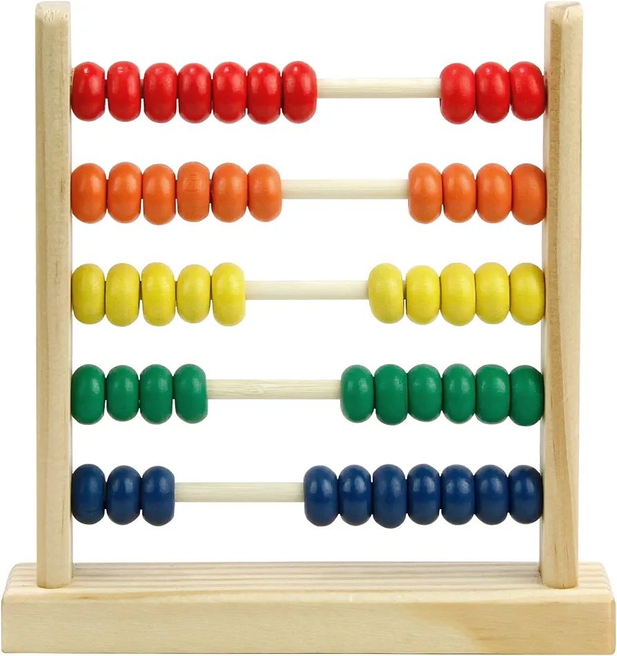 Wooden Abacus for Kids Math - 50 Beads Counting Toy, Multi-Color Counters for Kids 3-5, Counting Toys for Preschool Learning & Development, Develops Coordination, Motor Skills