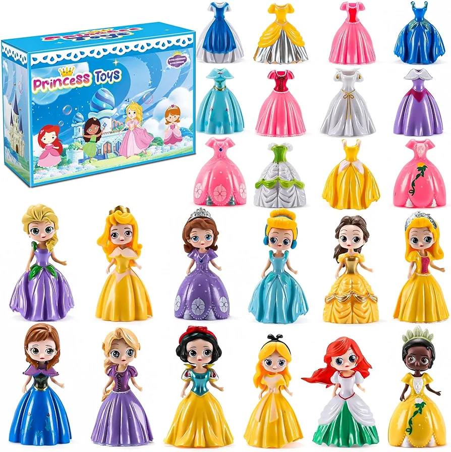 Princess Toy for Girls - 12 Princesses with 24 Pieces of Clothing Princess Transformable Toys Perfect Decorative Idea for Fun Play, Party Favors, Classroom Prizes,Easter Gift