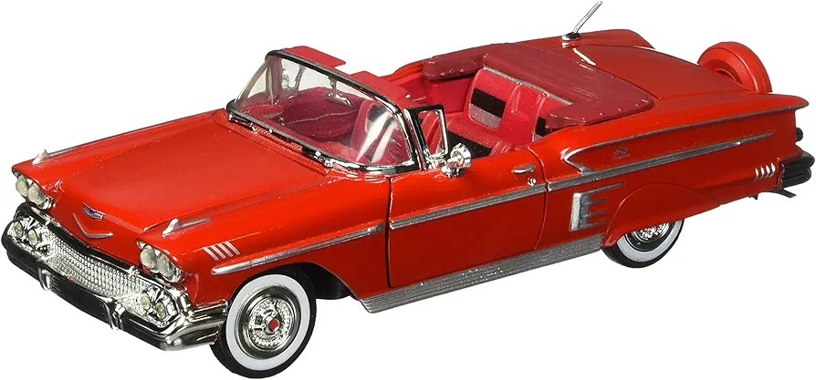 Motor Max 1:24 W/B American Classics 1958 Chevrolet Impala Convertible Diecast Vehicle for unisex-children, Red