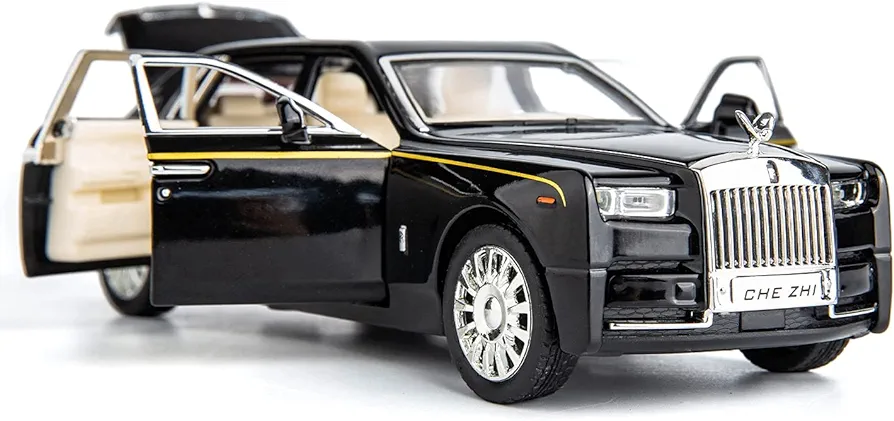 BDTCTK 1/32 Rolls-Royce Phantom Model Car,Zinc Alloy Pull Back Toy car with Sound and Light for Kids Boy Girl Gift(Black)