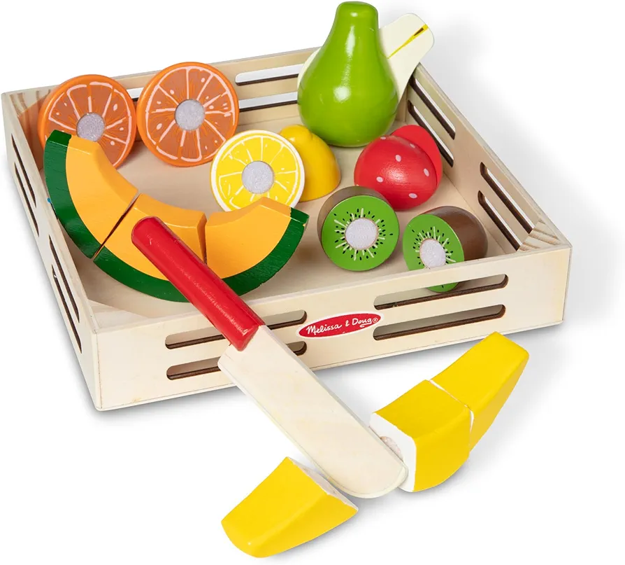 Melissa & Doug Cutting Fruit Set - Wooden Play Food Kitchen Accessory, Multi - Pretend Play Accessories, Wooden Cutting Fruit Toys For Toddlers And Kids Ages 3+