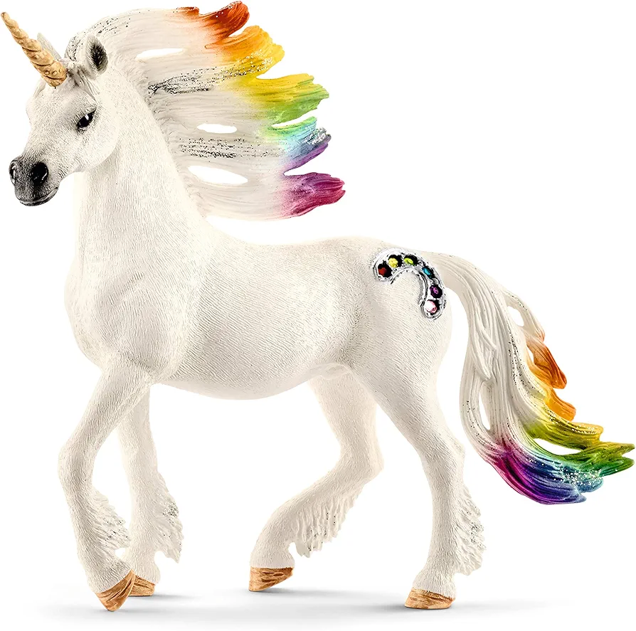 Schleich bayala, Unicorn Toys for Girls and Boys Rainbow Unicorn Stallion Toy Figurine with Gemstones, Ages 5+