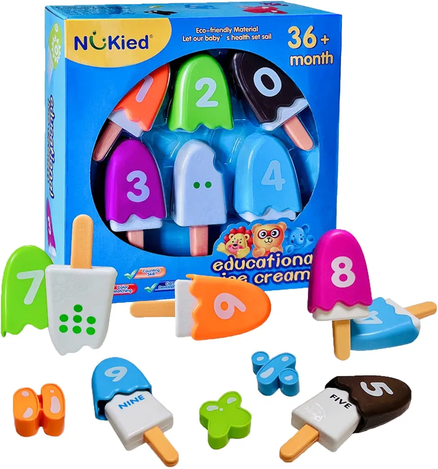 Number Matching Counting Games, Fine Motor Toys,Preschool Kindergarten Math Manipulatives Montessori Learning Teaching Tool Gifts for Toddler 1 2 3 Boys Girls