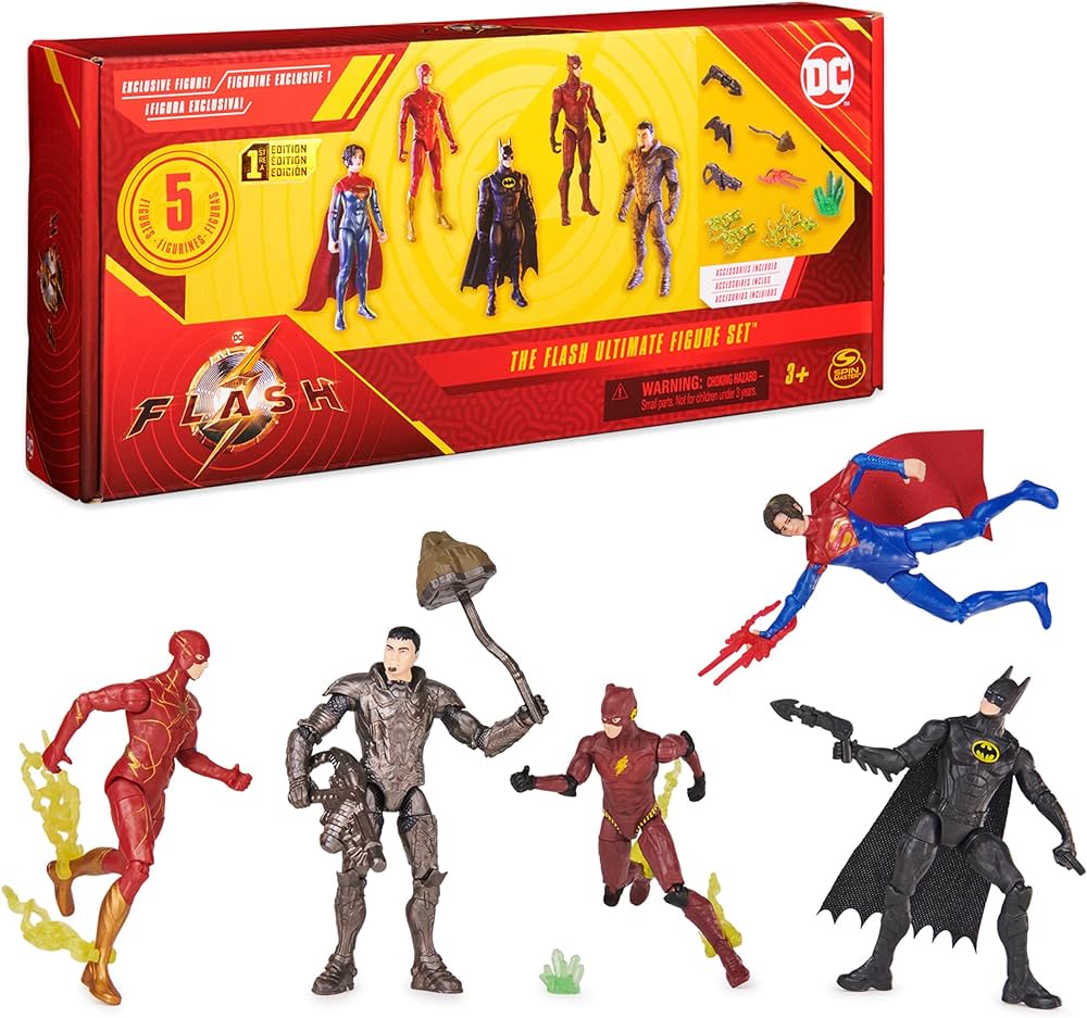 DC Comics, The Flash Ultimate Figure Set (Amazon Exclusive), 5 Action Figures with Accessories, 4-inch Collectible Kids Toys for Boys and Girls 3+