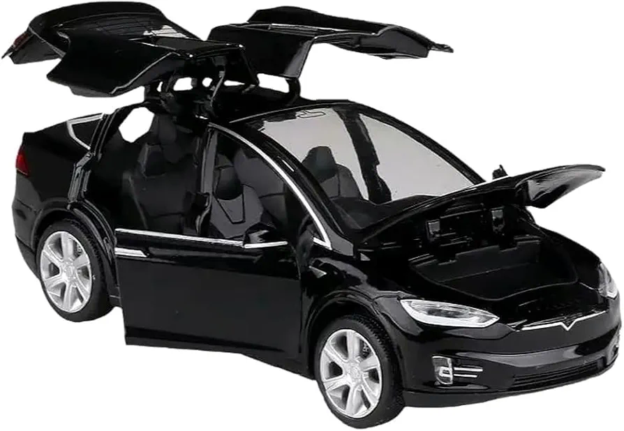 1:32 Scale Model X Alloy Car Model Diecast Toy Vehicles for Kids, Car Model Toy，Pull Back Alloy Car with Lights and Music,Mini Vehicles Toys for Kids Gift ，Children Birthday Gift (Model X- Black)