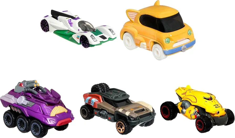 Hot Wheels Disney and Pixar Lightyear Toy Car 5-Pack, Set of 5 Die-Cast 1:64 Scale Starships from The Lightyear Movie for Collectors & Kids