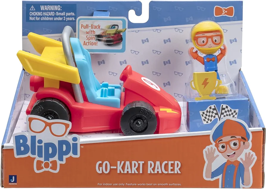 Blippi Go-Kart Racer Pull Back Vehicle - Features Racer Figure - Toys for Kids and Preschoolers