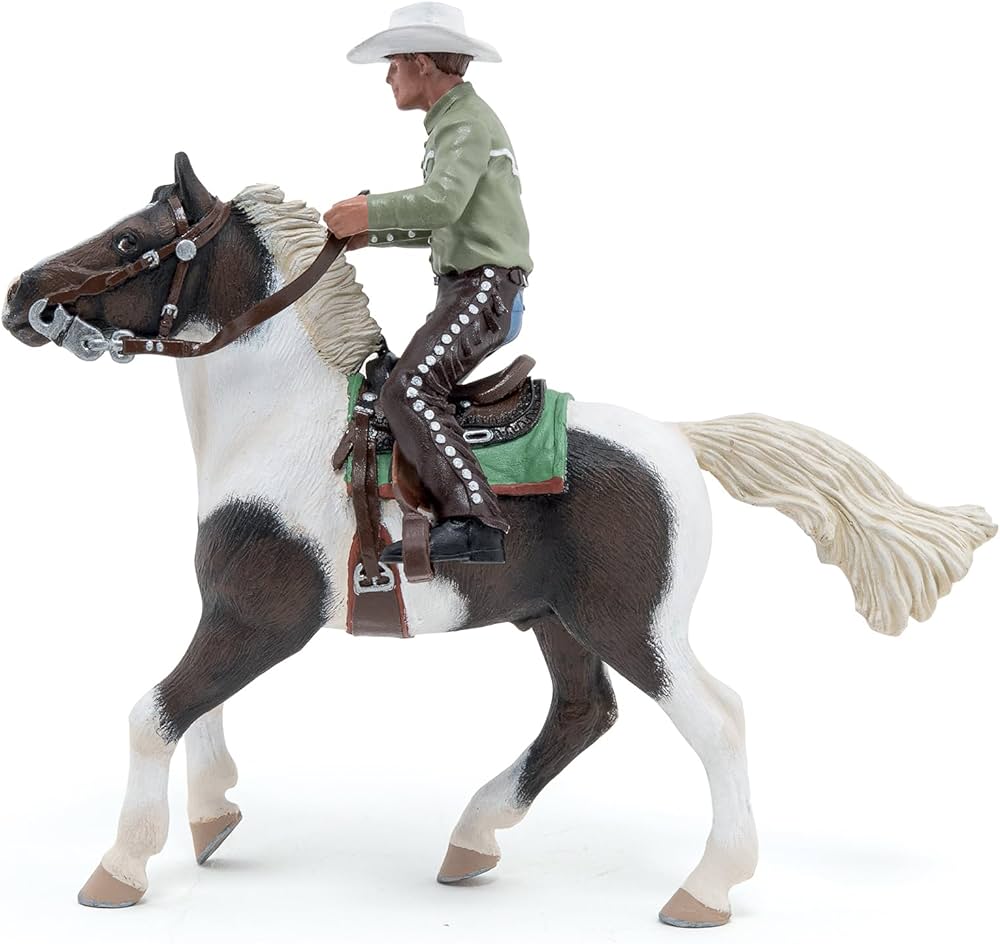 Papo - Hand-Painted - Figurine - Cowboy and his Horse - 51573 - Horses - Animals - Collectible - for Children - Suitable for Boys and Girls- from 3 Years Old