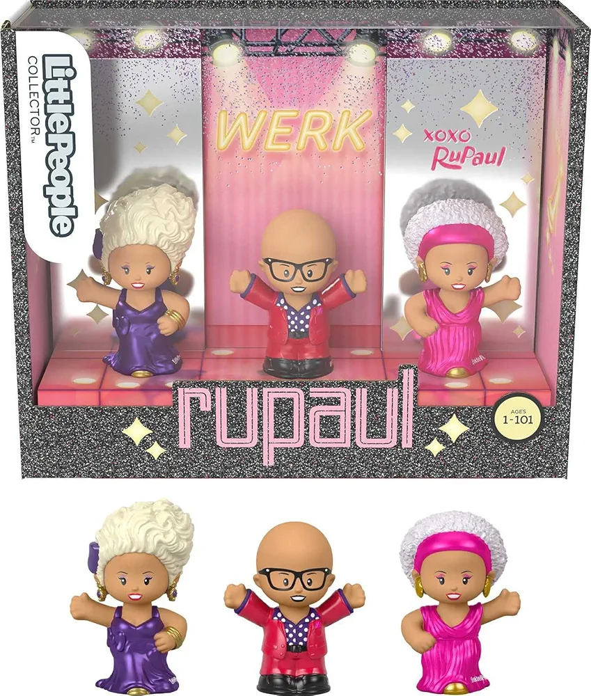 Little People Collector Rupaul Special Edition Set, 3 Figures For Adults & Fans in a Display Box