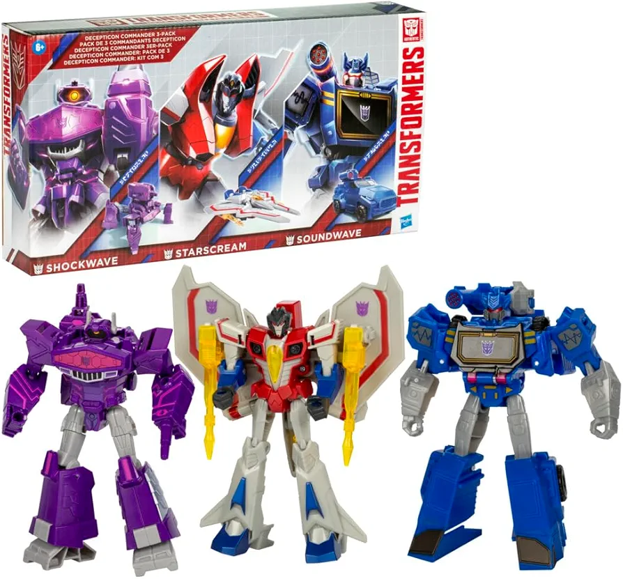 Transformers Decepticon Commander 3-Pack of 5-Inch Robot Action Figures for Boys and Girls, Interactive Toys for Kids Ages 6 and Up (Amazon Exclusive)