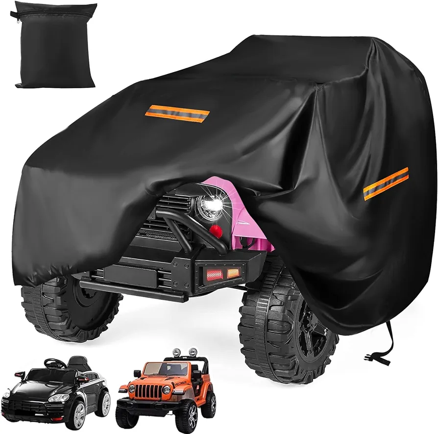 Kids Car Cover,Large Ride On Truck Toys Car for Kids Waterproof Cover,420D Universal Outdoor Cover for Power Wheels Jeep & Toddler Electric Vehicles,All Season Protection,with 3 Reflective Strips