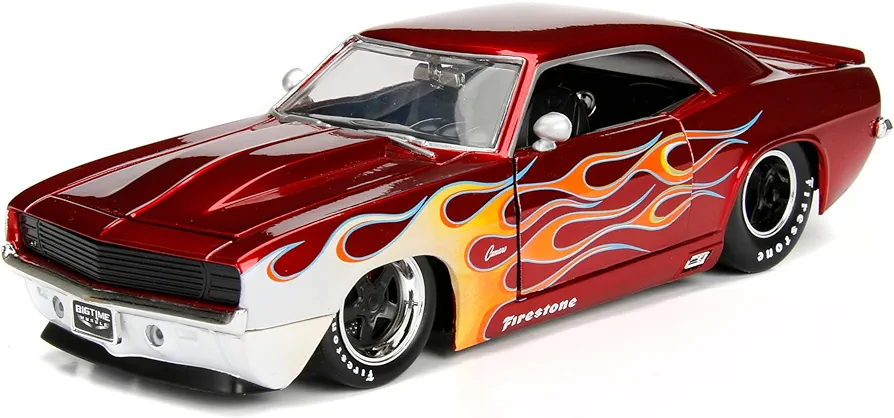 Big Time Muscle 1:24 1969 Chevy Camaro Die-Cast Car, Toys for Kids and Adults(Candy Red)