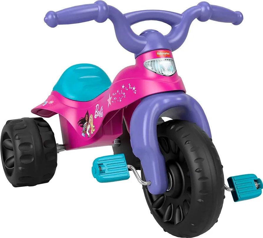 Fisher-Price Barbie Toddler Tricycle Tough Trike Toy Bike with Handlebar Grips & Storage for Preschool Kids Ages 2+ Years​ (Amazon Exclusive)