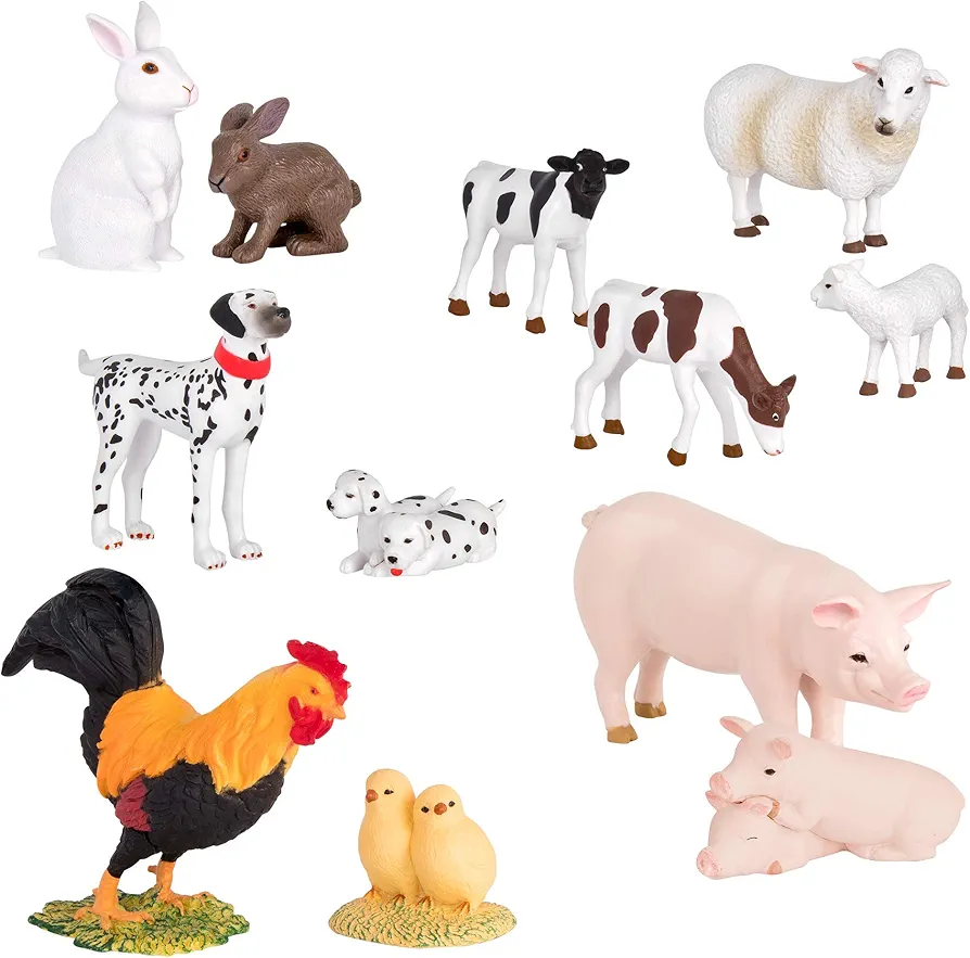 Terra by Battat – Toy Farm Animals – Cows, Dogs, Pigs & More – Realistic & Detailed Animal Toys for Kids – 6 Barnyard Animal Pairs – Farm Animal Set – 3 Years +