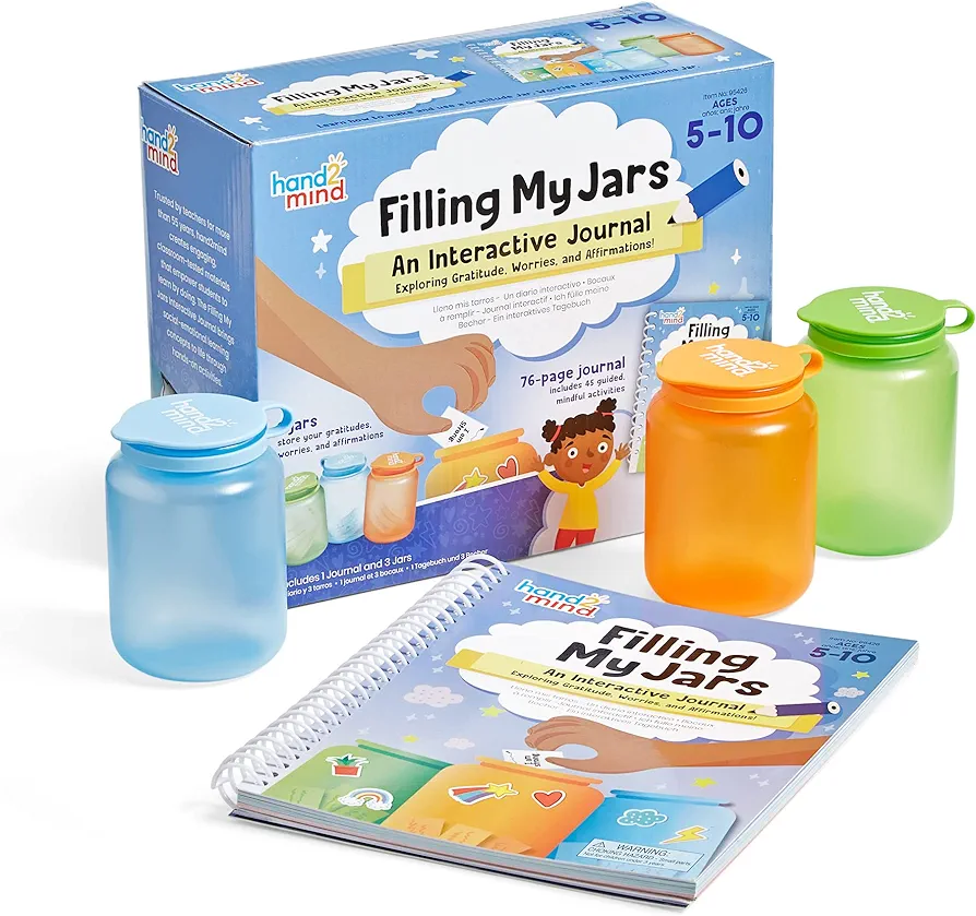 hand2mind Filling My Jars Interactive Journal, Kids Gratitude Journal, Positive Affirmations for Kids, Growth Mindset for Kids, Mindfulness for Kids, Social Emotional Learning Activities