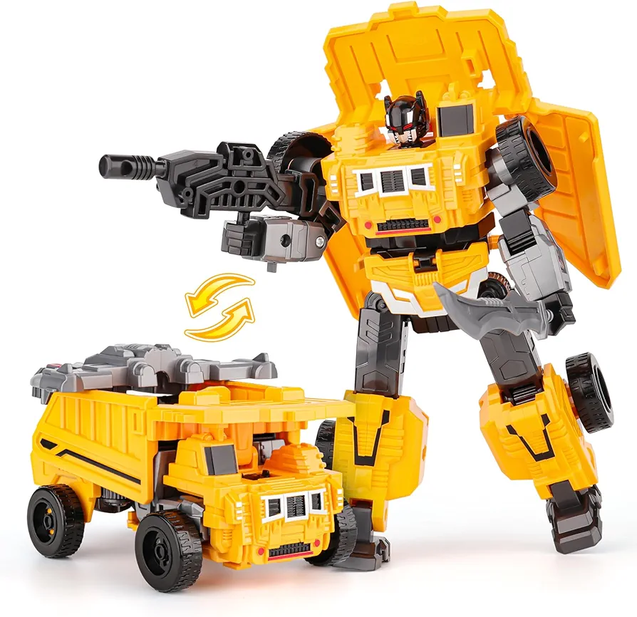 Transforming Toys for Boys and Kids - Gifts Ideas for Boys Girls Age 4-6 7 8 9 10-12 Year Old, Transform Between Robot Action Figures and Construction Vehicle, Dumper