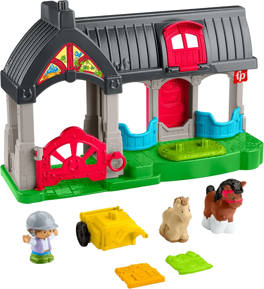 Fisher-Price Little People Toy for Toddlers, Play Set, Cute Horse Stable with Sounds, Figures and Accessories for Children from 1 Year, HWR84