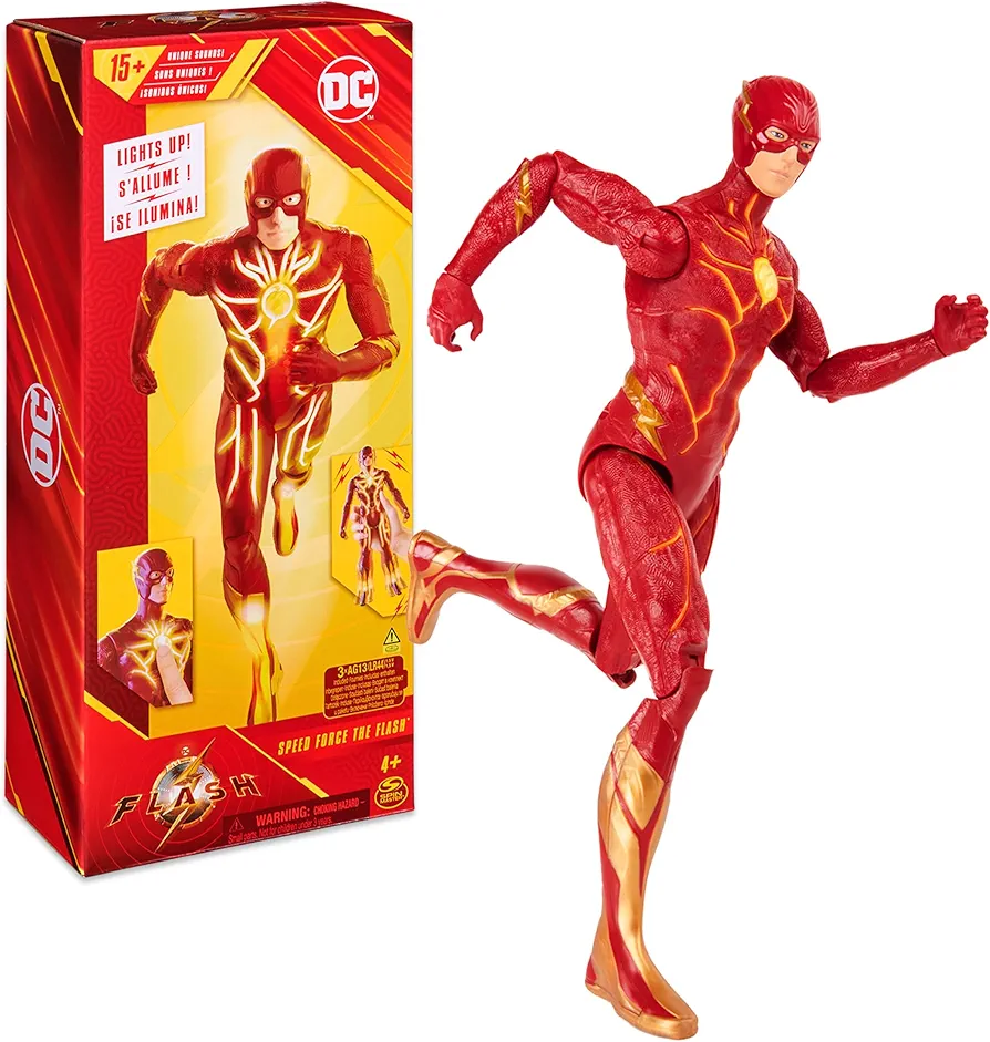 DC Comics, Speed Force The Flash Action Figure, 12-inch, Lights and 15+ Sounds, The Flash Movie Collectible, Kids Toys for Boys and Girls Ages 4+