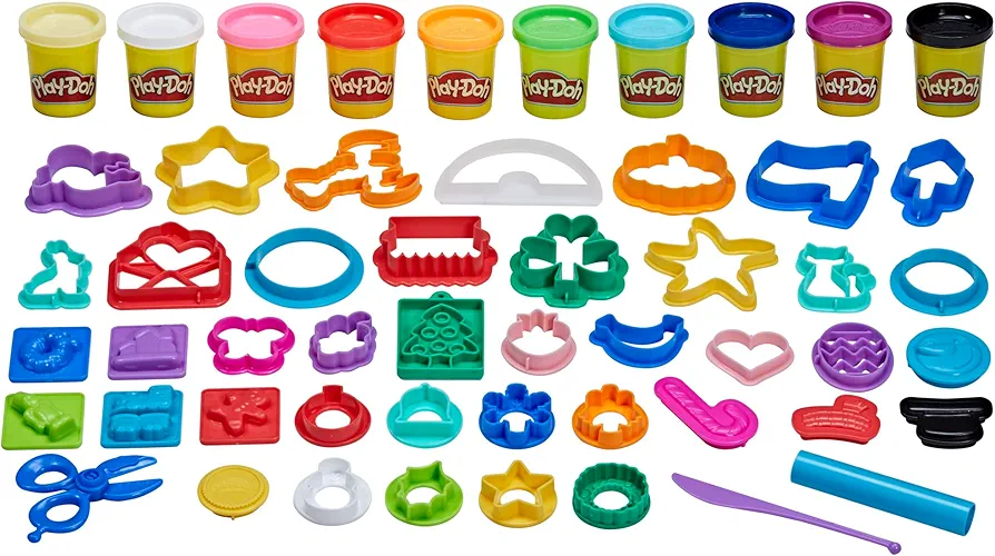 Play-Doh Holiday Set of Tools, 43 Accessories & 10 Modeling Compound Colors, Back to School Classroom Supplies, Kids Arts & Crafts, Preschool Toys, Ages 3+ (Amazon Exclusive)