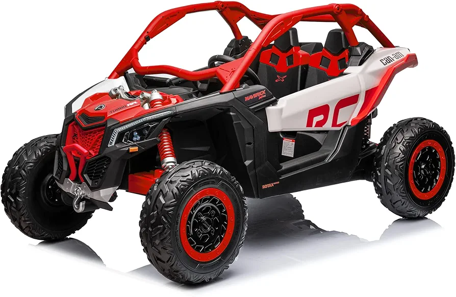 sopbost Licensed BRP CAN-AM SXS UTV 24V Kids Ride On Car with Remote Control 2-Seater 4WD Electric Vehicle Boys Girls Toys Car, D-P-R Shift Knob, EVA Tires Wheels, Red