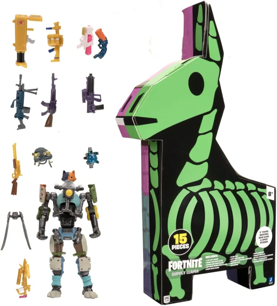 Fortnite Supply Llama, Includes Highly-Detailed and Articulated 4-inch Kit Figure, 9 Weapons, 4 Back Bling- More Outfits Dropping Soon