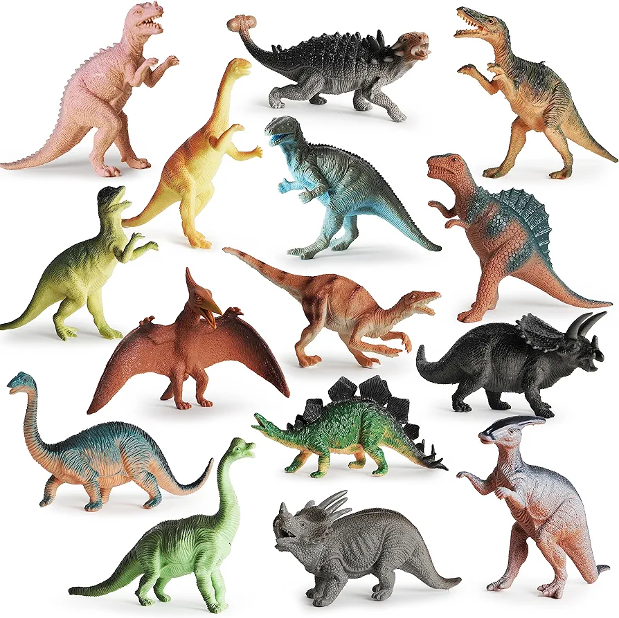 BOLEY Monster (15-Pack) Large 7" Toy Dinosaurs Set - Enormous Variety of Authentic Type Plastic Dinosaurs - Great as Dinosaur Party Supplies, Birthday Party Favors, and More