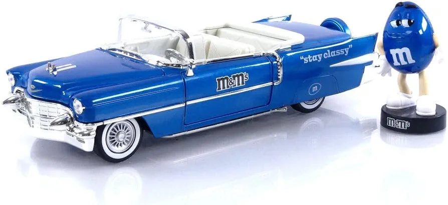 Jada Toys M&M's 1:24 1956 Cadillac El Dorado Die-cast Car w/ 2.75" Blue Figure, Toys for Kids and Adults