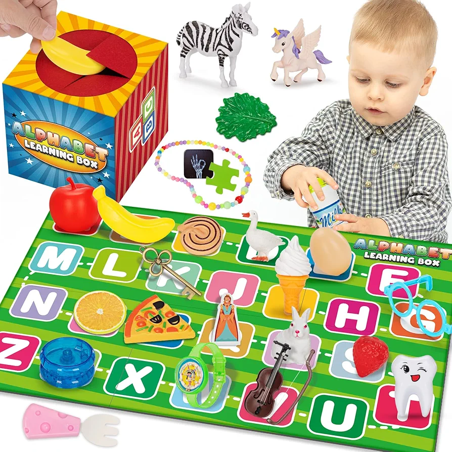 Alphabet Learning Toy for Kids Age 3 4 5 6 Year Old, 26 Pcs Letter Matching Game, Alphabet Mystery Box, Montessori Preschool Kindergarten Educational Toy for Boys Girls, Toddlers Fine Motor Learning