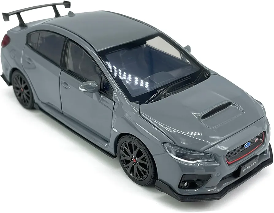 2016 Impreza WRX STI Diecast Model Car 1/32 Scale Metal Toy Cars Racing Sports Sedan Toy Vehicle with Light, 4 Doors Open Hood Trunk Open, Toys for Boys Gifts Kids Collection for Men, grey