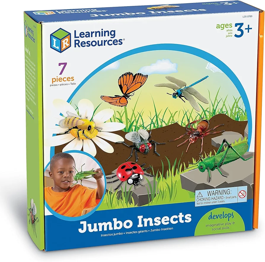 Learning Resources Jumbo Insects - 7 Pieces, Ages 3+ Toddler Learning Toys, Animal Toys for Kids, Preschool Science Learning Toys