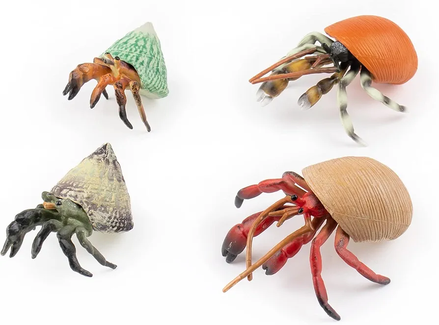 Framendino, 4 Pack Realistic Sea Animals Hermit Crab Figurines Model for Home Decorations