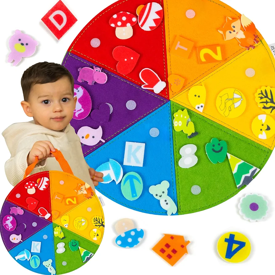 Busy Board for 3+ Year Old Toddlers - Montessori Sensory Board Teaches Colors Sorting & Grouping Through Self-Directed Activities That Develop Hand-Eye Coordination -Toddler Board Game for 5+ Year Old